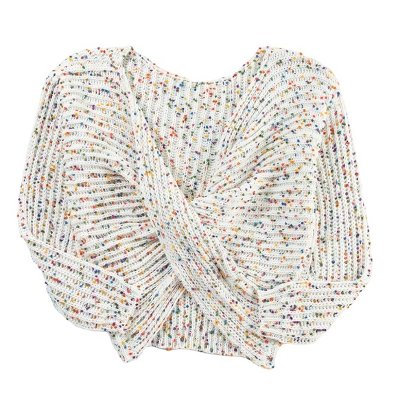White Confetti Reversible Twist Sweater - Picture 9 of 12